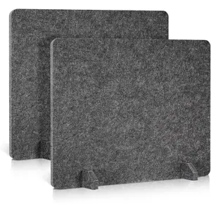 2 Pack Acoustic Desk Dividers 24" x 20" Freestanding Privacy Panels Set Noise Reducing Sound Proof Ideal for Office Classroom and Home Dark Gray
