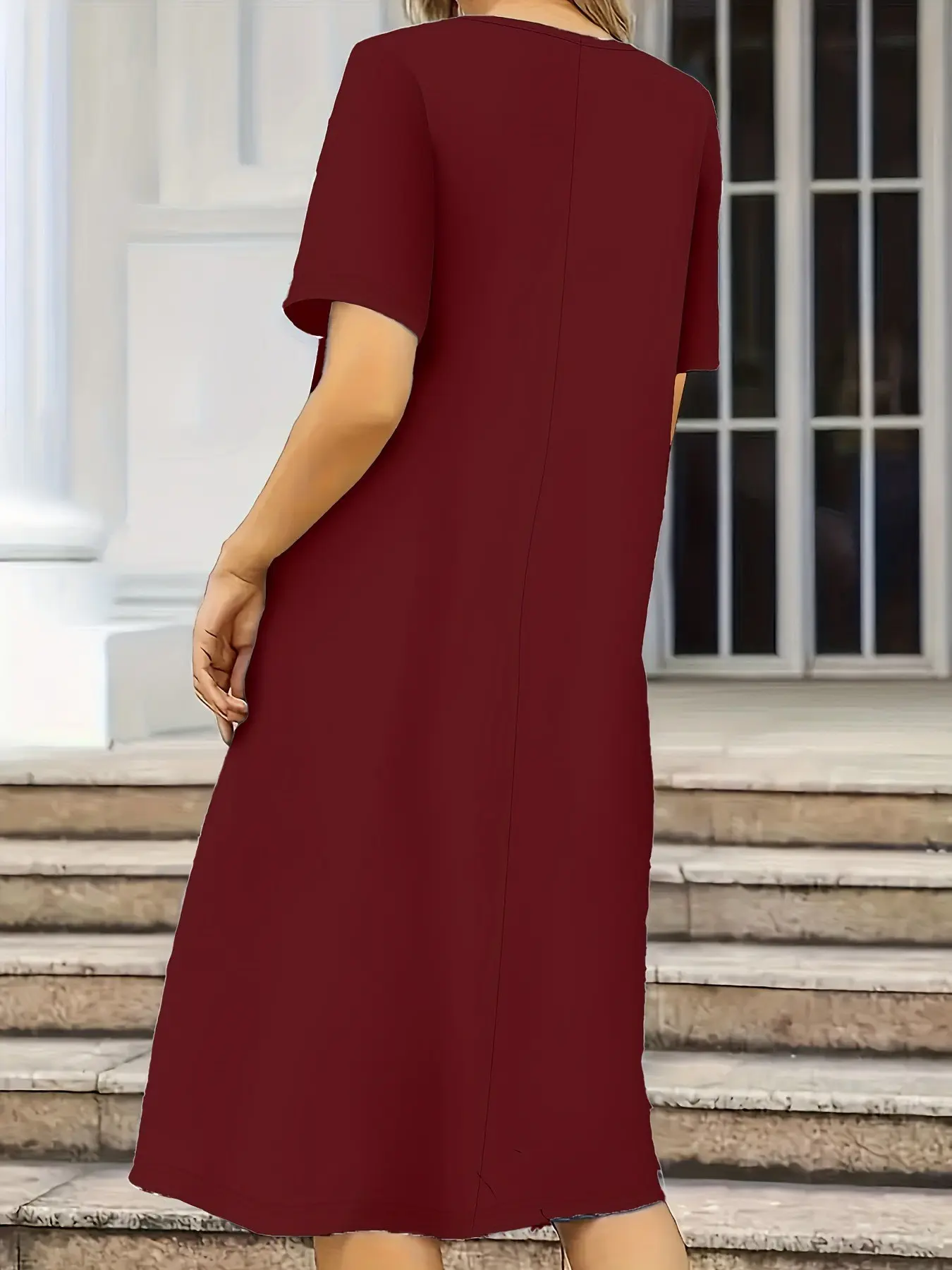 midi dress loose fit Full Size Casual Loose Fit Round Neck Midi Dress Plus Size – Charming  Charlie