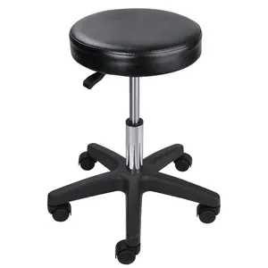 ZENY Sturdy Modern Office Chair - Adjustable Height Swivel Rolling PU Leather Indoor Stool for Salon, Home Office - Comfortable, Easy Setup, Black