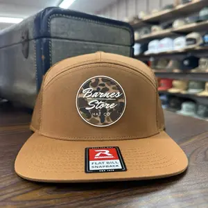 Camo Rubber Patch 7 Panel Hat - Caramel