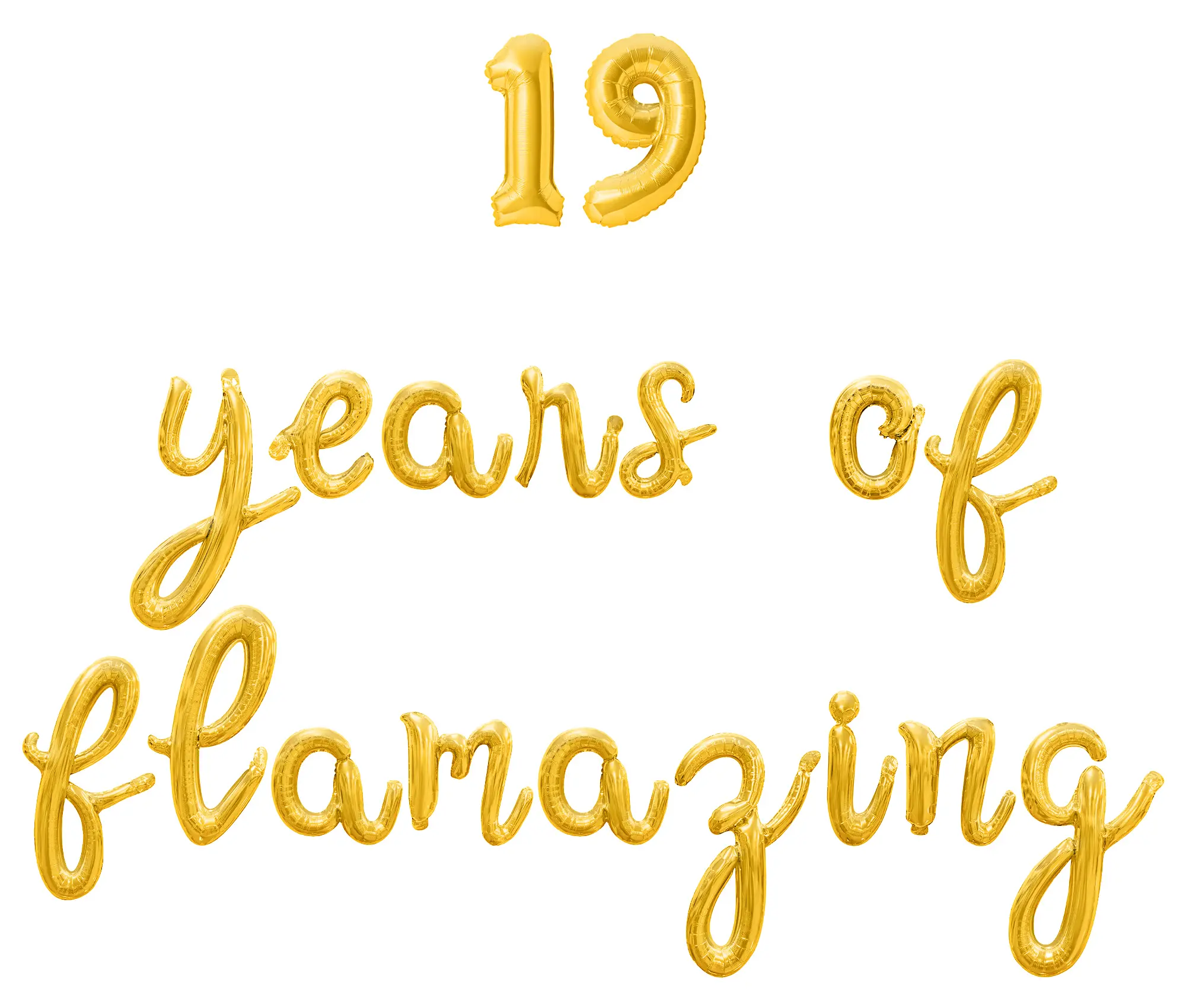 Cursive Script Letter Balloons - 19 YEARS OF FLAMAZING 16" Inch Alphabet Letters Foil Mylar Balloon 19th Birthday Party Banner