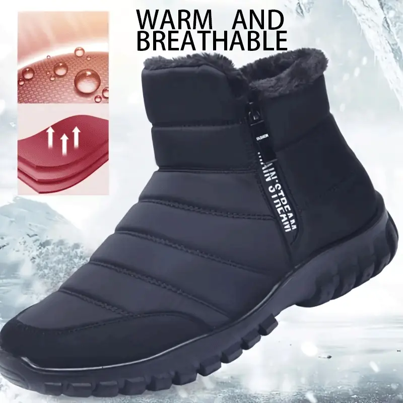 39-50 Sizes Comfortable Winter Boots Footwear Walking Shoes Boy,PVC Upper Fabric Sole Black Blue Brown