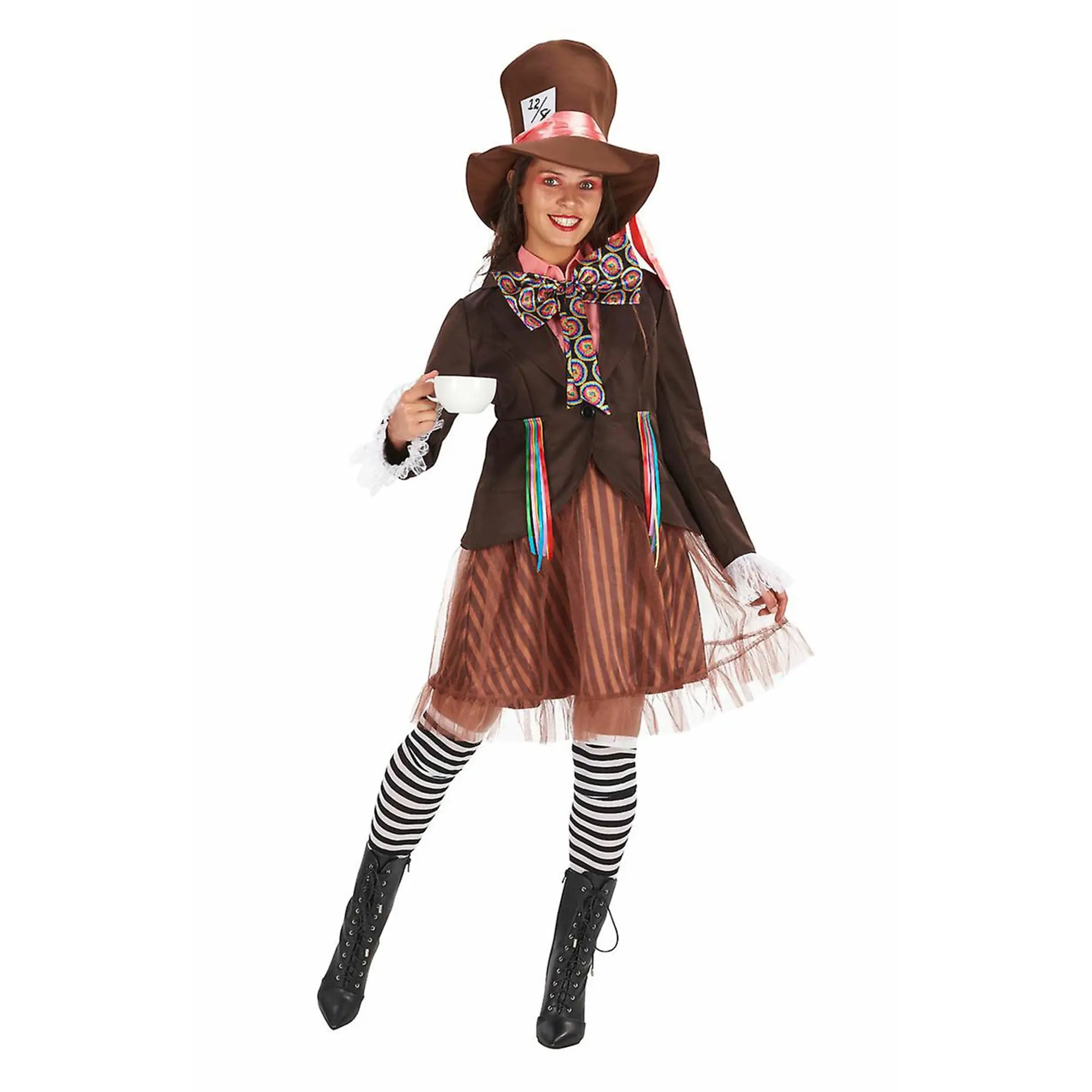 Women's Alice in Wonderland Lady Hatter Adult Costume, Women's Party Spot Clothes with Matching Accessories