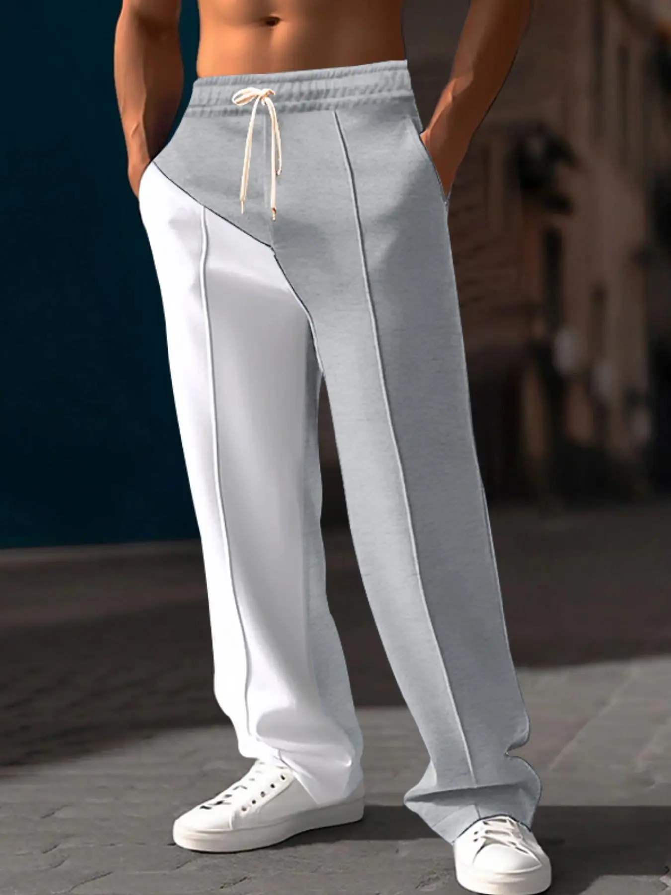 2026 New Men's Sportswear Long Pants, Colorblock Design, Casual Fitted Style, Breathable Universal Sports, All Seasons Fashion, Workout Pants