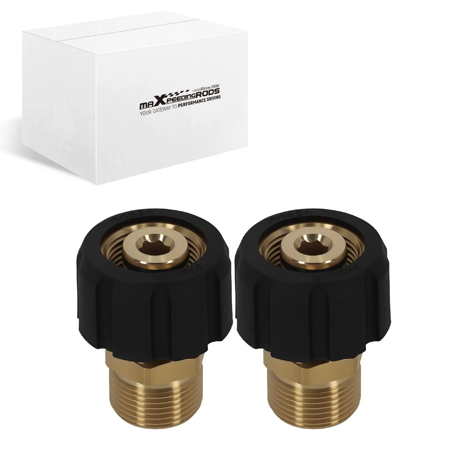 2PCS Pressure Washer Adapter M22 14mm to M22 15mm Brass Coupler Fitting 5000PSI