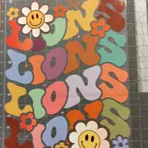1 DTF Print Lions Floral Colors Sports School Mascot Ready to Heat Press transfer