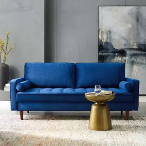 Modway Valour Performance Velvet Sofa in Navy