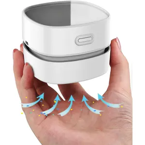 Desk Vacuum Cleaner, Rechargeable Durable Mini Table Vacuum for Desktop, Drawer & Countertop, Portable Cordless Desktop Vacuum, Ideal Office Accessory, White
