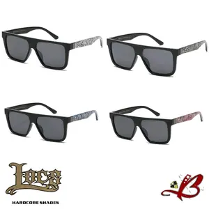 Locs Top Dogg Bandana OG Gangsta Flat Top Cholo Chola Chic Gunmetal Accent Rapper Retro Modern Sunglasses Printed Temples Dark Polycarbonate UV Protection Lens Hardcore Shades For Men and Women tiktok shop Black Signature