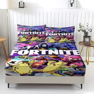 Fortnite-Themed Bedding Set 3-Piece Set (Including 1 Bed Sheet And 2 Pillowcases), Gaming Enthusiast Bedding, Suitable For Teenagers And Gamers' Bedroom Decor, Bedsheet Set