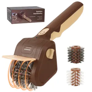 Electric BBQ Grill Brush, Bristle Free, Fast Clean, Cordless Rechargeable, 2 Replacement Cleaning Brushes, Barbecue Utensils for Removes Rust & Grease, Barbecue Accessory for All Grill Types, Grill Season 2026