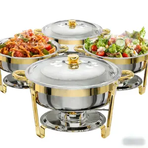 2 Pack/4 Pack/6 Pack Round Buffet Catering Dish 18/8 Stainless Steel Food Safe Secure Installation Durable Stable Modern Aesthetics Excellent Insulation