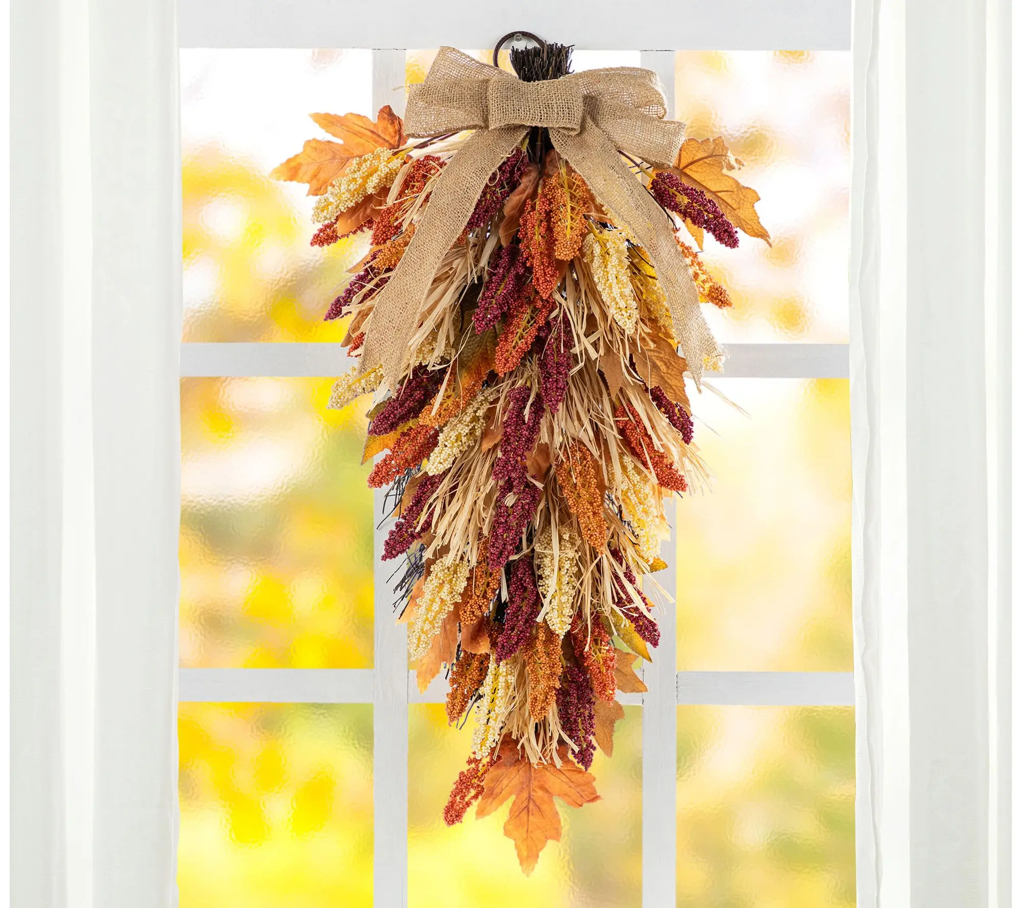 Glitzhome 28"H Fall Harvest Multi-Colored Sorghum Swag