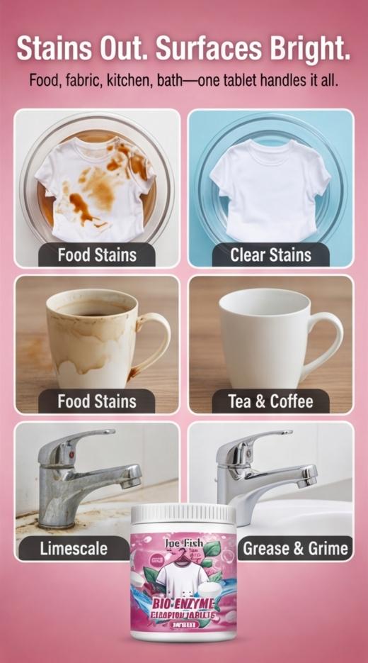 All-Purpose Multi-Effect Cleaning Tablets Removes Limescale, Mold and Sauce Stains Works on Tough Stains for Clothing, Home, Kitchen and Dining Surfaces