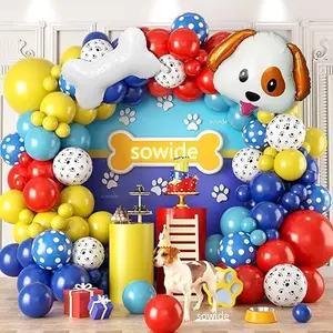 Red Blue Yellow Paw Print Balloons Garland Kit Dog Balloon Arch Kit Animal Paw Balloons for Cartoon Dog Themed Birthday Paw Birthday Party Decorations