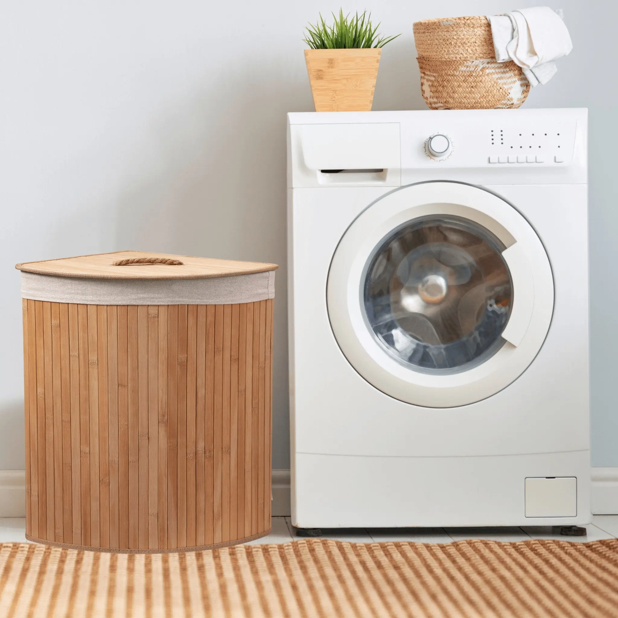 Eco Bath London Bamboo Laundry Basket with Lid and Removable Lining