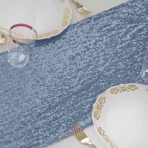 Sequin Table Runner 12"x108" Dusty Blue - Glittering Finish Table Decor