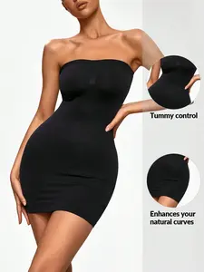 Women's Strapless Tube Top Shapewear Slip Dress Tummy Control Butt Lifting Enhances Natural Curves Seamless Stretchy Bodycon Mini Dress Under Dress Daily Party Wear
