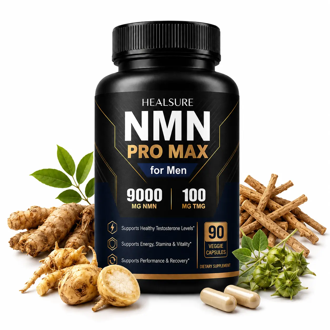 HEALSURE NMN Supplement, 6-in-1 NMN Complex Formula (with TMG, Quercetin, and Zinc), Supports Energy Metabolism and Antioxidant Activity, 90 Vegetable Capsules