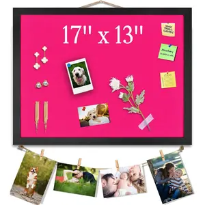 Bulletin Boards Cork Board with Felt, 17"x13" Small Display Pin Board Vision Board for Walls, , Notes, Collection, Photos, Office,  Framed(Black) & Felt(), 1 count