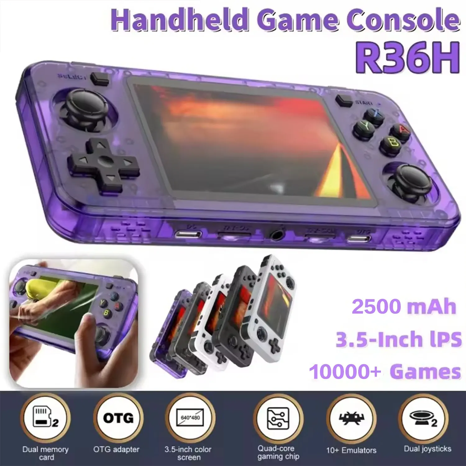 R36h Retro Handheld Game Console, Open Source Linux System, Cortex-A35 ...