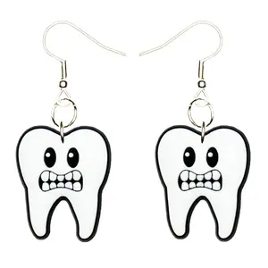 Tooth Teeth Earrings Hypoallergenic Silver Plated Fishhooks Yazzle Dazzle Dentist Teeth Gums Dentures Rotten Decay Wisdom Molar