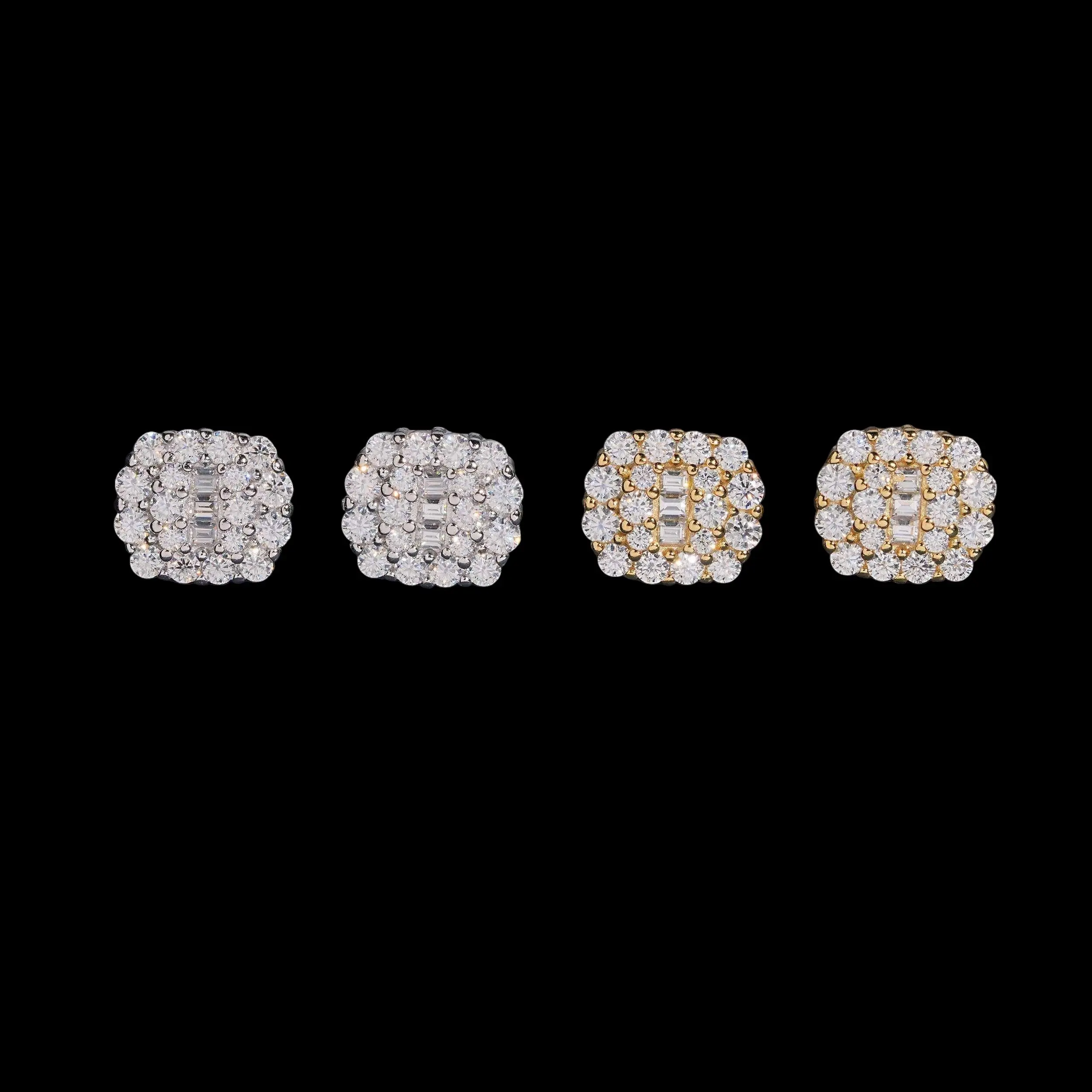 Square Cluster Stud Earrings Lab Diamond – 14k Gold