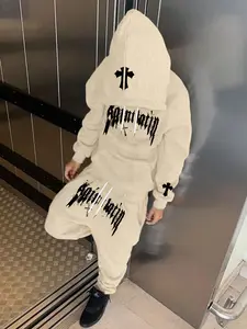 Men's Street Style Hooded Sweatshirt & Pants Set, Graphic Print, Loose Fit, Long Sleeve, Fall Winter Fashion, Casual