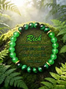 Natural Tiger Eye Wealth Attraction Energy Stone, Lucky Money Flow and Infinite Prosperity, Crystal Stone Charm for Good Fortune, Crystal Beaded