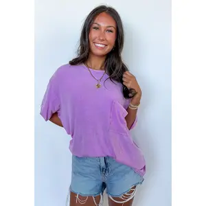 Rylee Mineral Wash Ribbed Relaxed Pocket Top - BACK IN STOCK