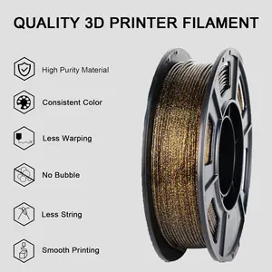 High Precision Dark Flash Gold Effect Pla Filament, 1.75mm ±0.02mm Tolerance, Golden Sparkle Texture, Unique Cool 3D Printing Long Thread
