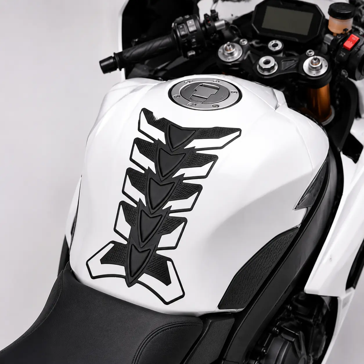 Universal Motorcycle Fishbone Tank Protector Pad - Anti-Scratch Motorcycle Stickers, Decals Stickers, Magnetic Body Shield for Motorbike Enthusiasts