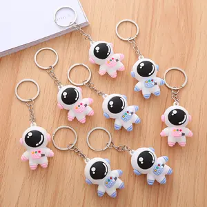 Kreator Cartoon Astronaut Keychains - Pink & Blue Detachable PVC Charm, Unisex Party Gift for Bag Decor & Car Keys, Premium Fun Design with Holiday Gift Wrap