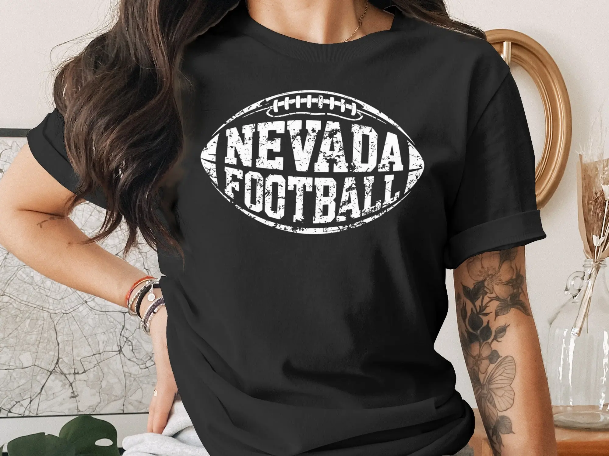 Nevada Football T-Shirt, Distressed Look Tee, Comfort Colors Shirt, Game Day Apparel, Gift for Football Fans, State Pride, Team Spirit