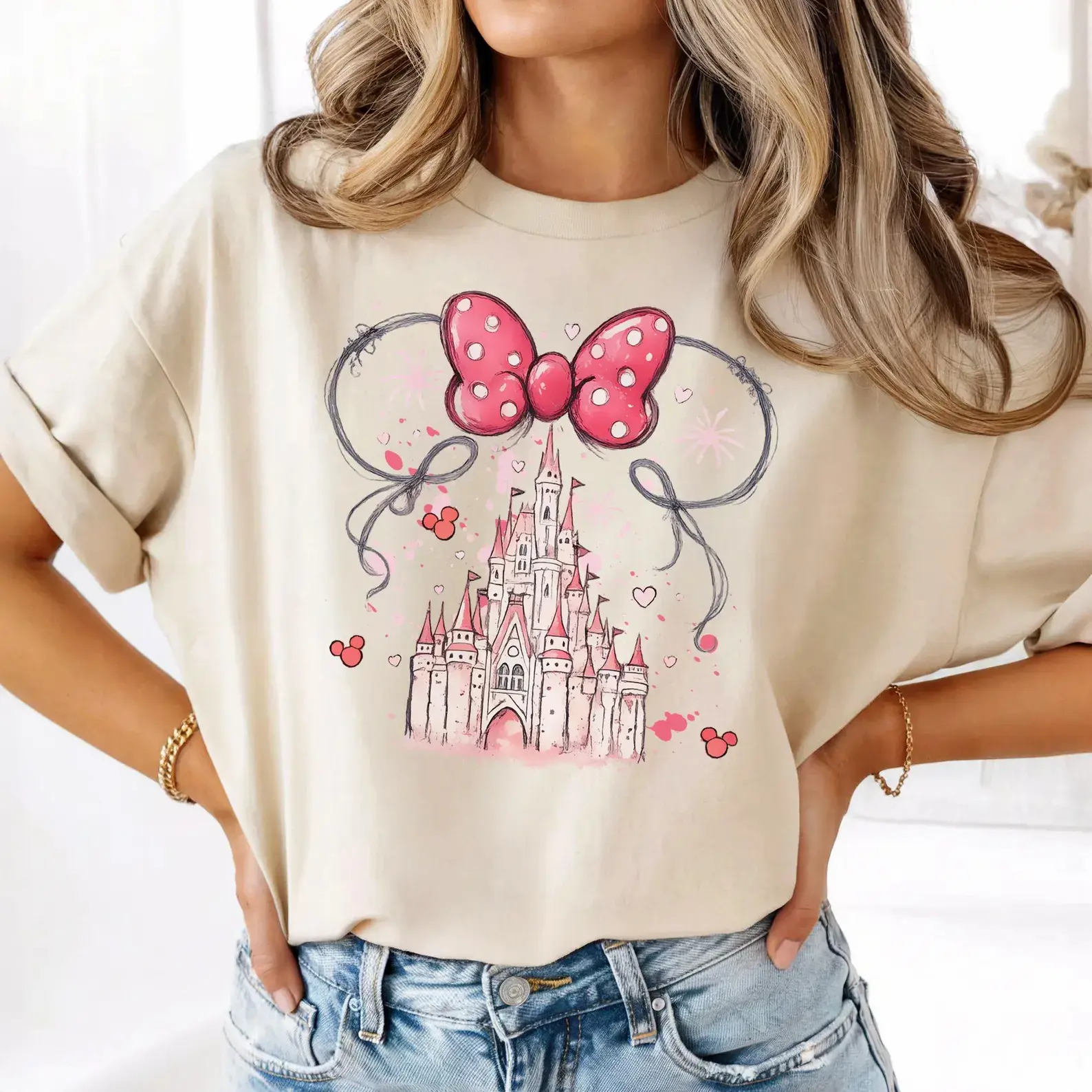 Minni Mouse Castle Shirt: WDW Watercolor Tee, Magic Kingdom Shirts
