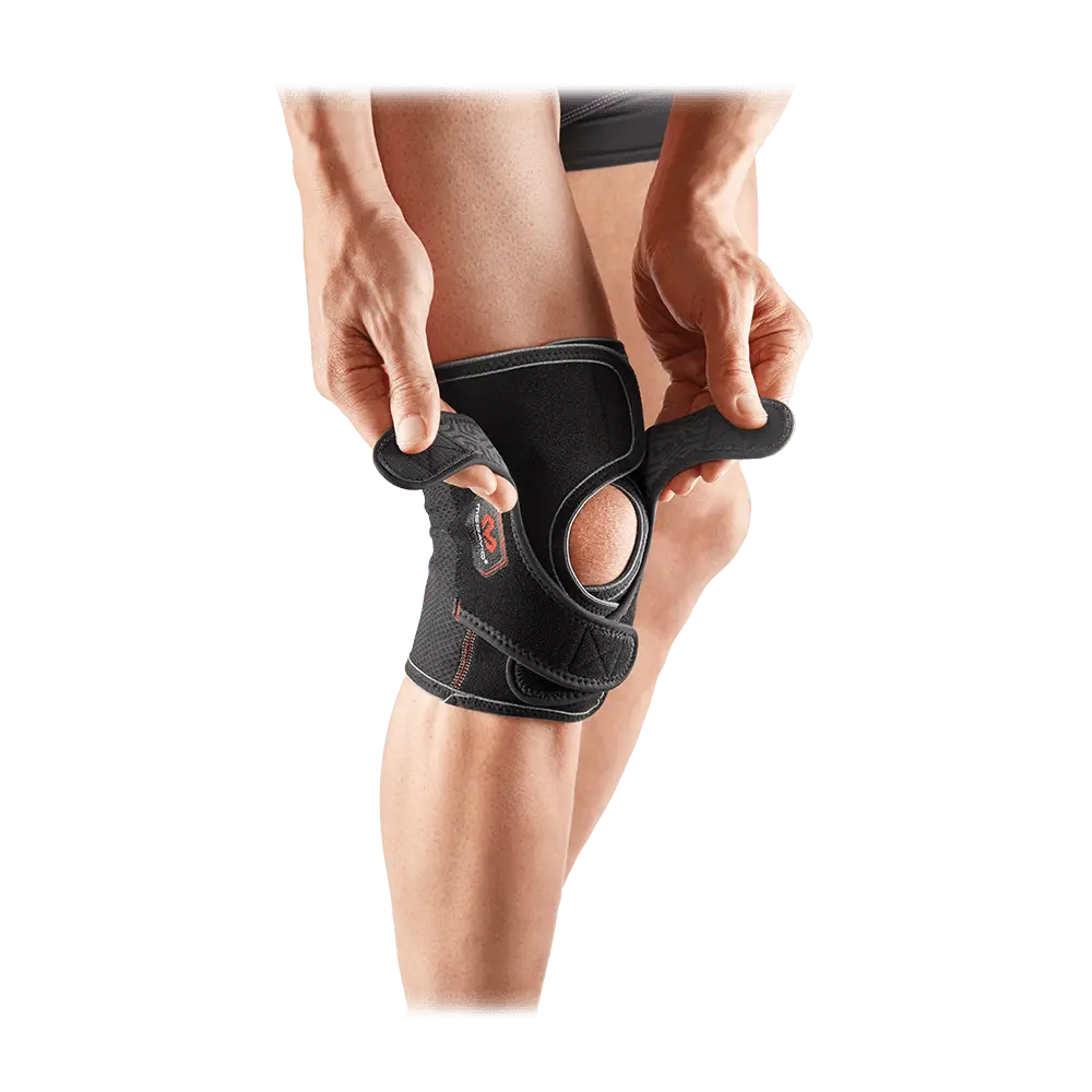McDavid Knee Support Double Wrap - 100% CR Neoprene 93% Nylon 7% Spandex - Lightweight Flexible Perforated Design for Patella Tracking Issues