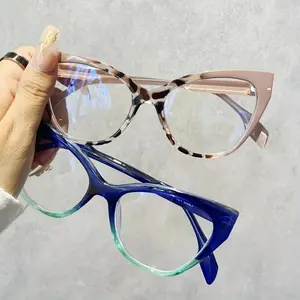 Oversized Women Myopia Presbyopia Glasses Cat-Eye Fashion Lady's Blue Light Blocking Computer Eyewear Prescription Eyeglasses