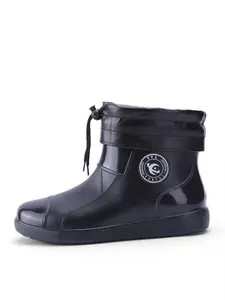 1 Pair Men's Extra Large Size Short Waterproof Rain Boots Removable Plush Lining Anti-Slip Wear-Resistant All-Season Commute Rain Shoes Walking Shoes