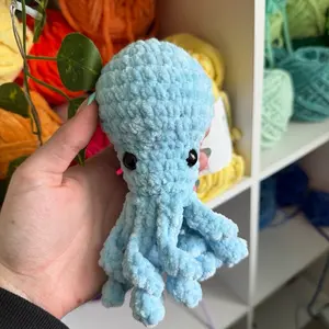 Handmade Crochet Small Light Blue Octopus