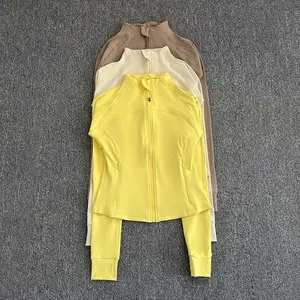 Women's high-end sports jacket for running, fitness, exercise, with stand-up collar, fashionable long sleeves, professional zipp