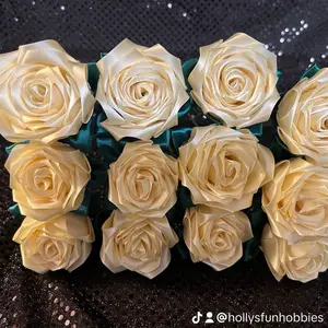 Light yellow handmade satin roses