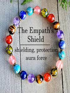 Empath's Shield Crystal Healing & Protection Bracelet, Natural Stones, Chakra Balance, Chakra Healing Crystals, Colorful Design, Unisex Gift, 8mm Beads
