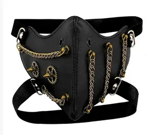 Steampunk Mask Cosplay Half Face Mask Masquerade Punk Chain for Halloween Cosplay Rock Costume
