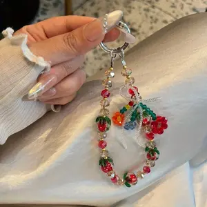 Cute Kawaii Keychain, Cute Beaded Phone Chain, Phone Lanyard, Phone Strap for Women & Girls, Mobile Phone Decoration Accessories, Cute Charms Keychain