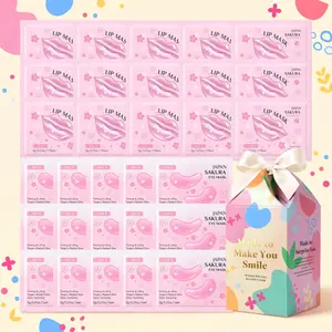 LAIKOU Japan Sakura Eye Mask & Lip Mask Set, Hydrating Moisturizing Soothing for Dry Lips & Under Eye Area, Gentle Skin Care
