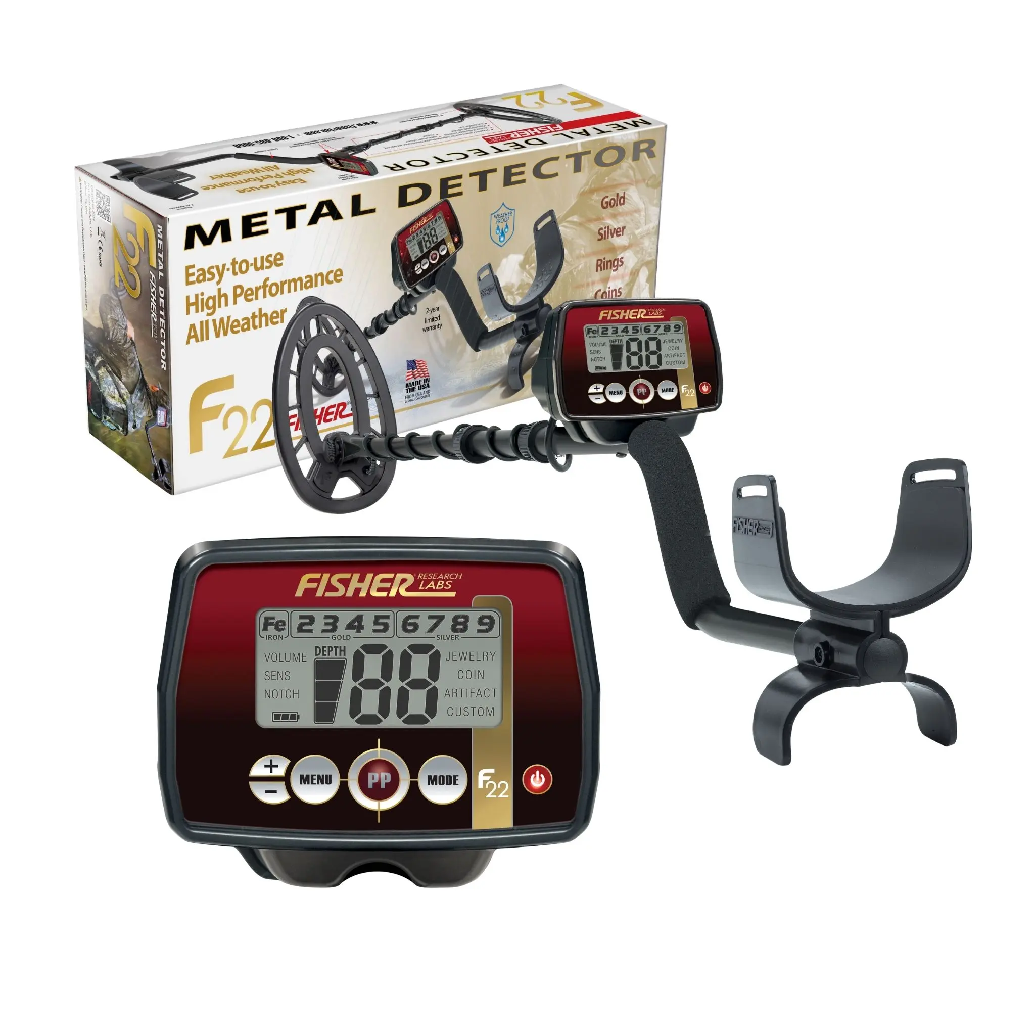 Fisher F22 All Purpose Weatherproof Metal Detector