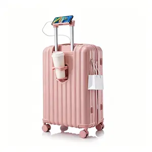 Luggage Sets 3 Piece with USB Charging Port and Phone Holder,Hardshell Luggage Set with Spinner Wheels,  ABS Hardside Suitcase Set for Women Men Travel, 20/24/28 Inch