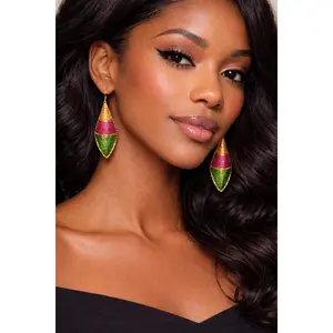 Vibrant Ankara-Inspired Diamond Drop Earrings
