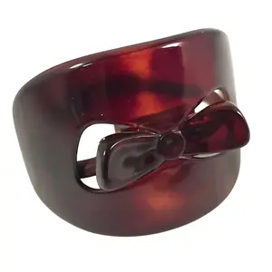 Parcelona French Bow Celluloid Shell Ponytail Elastic Hair Tie Ponies Band