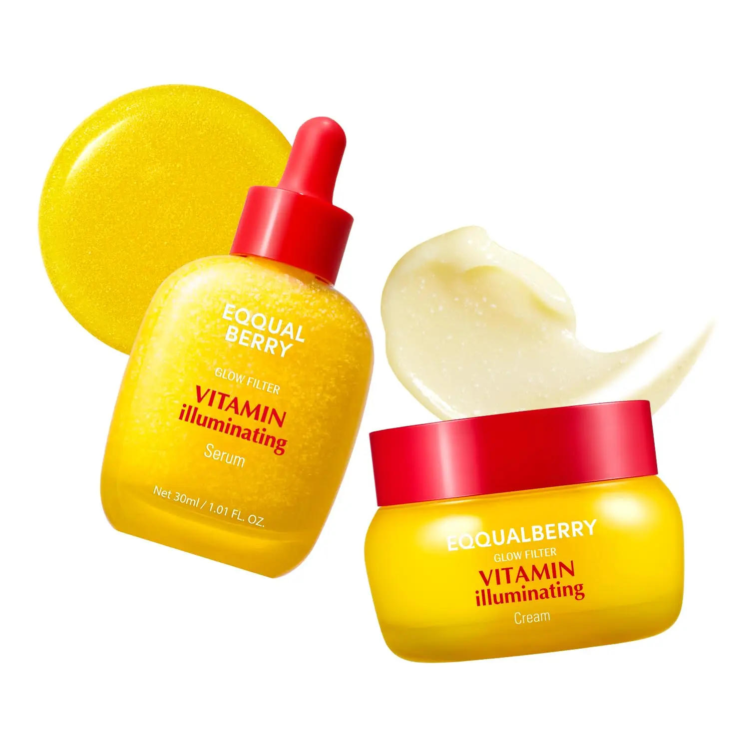 EQQUALBERRY Vitamin C Brightening Duo | Dark Spot Serum & Cream with Niacinamide, TXA, Ceramides | Korean Skin Care for Even Tone & Radiant Skin